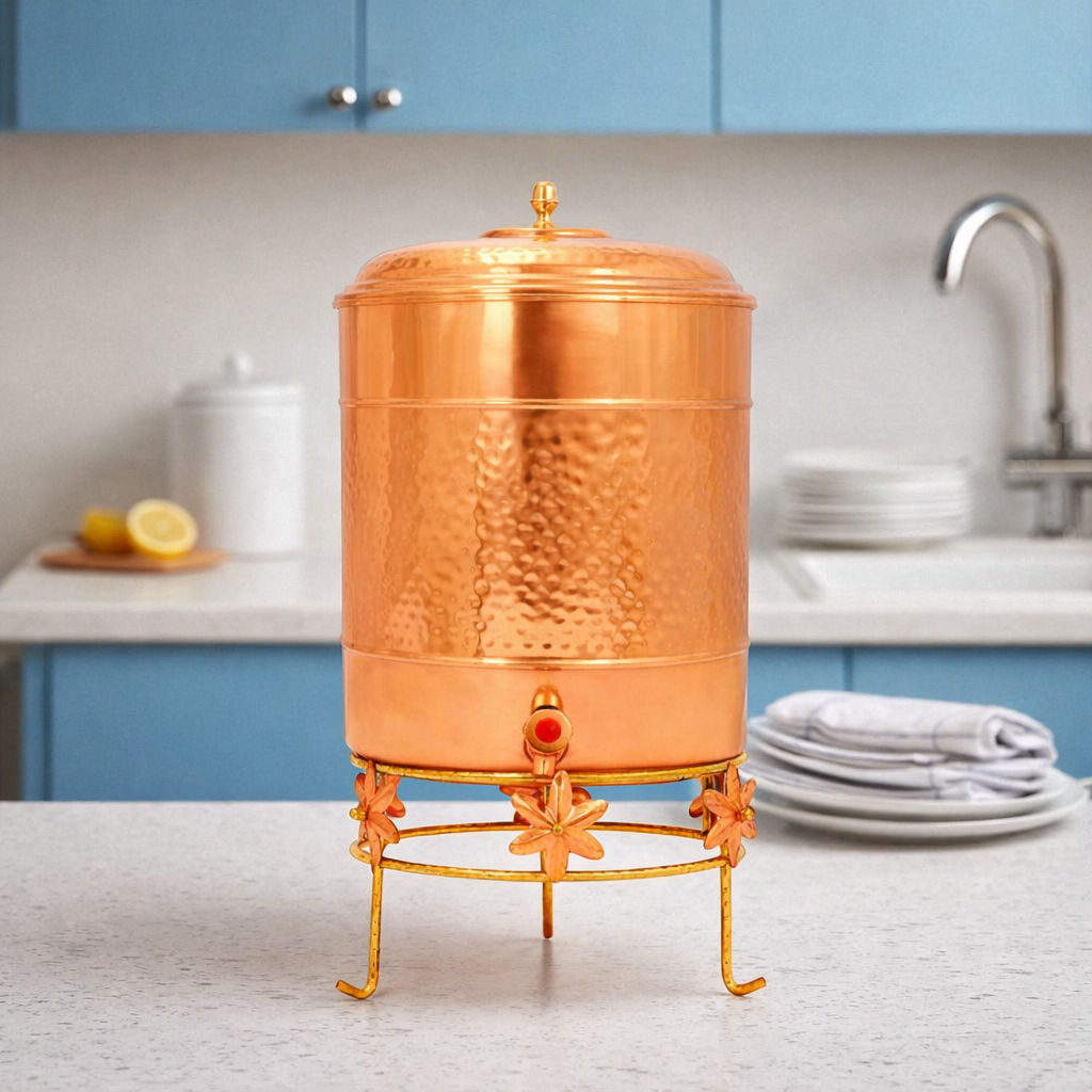 Pure Copper Water Pot Hammered Design v2.0